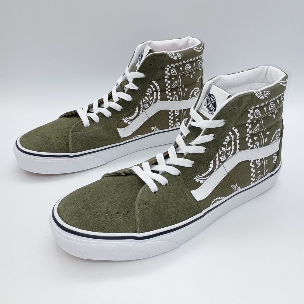 Vans Sk8-Hi Peace Paisley Grape Leaf Green High Top Shoes Mens 9 Womens 10.5 New - Picture 4 of 10
